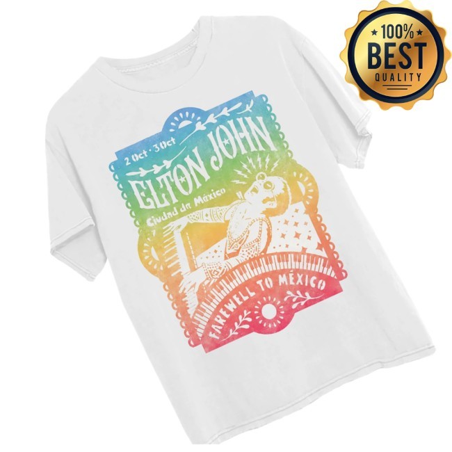 Elton John Store Merch Rainbow Papel Picado T-Shirt